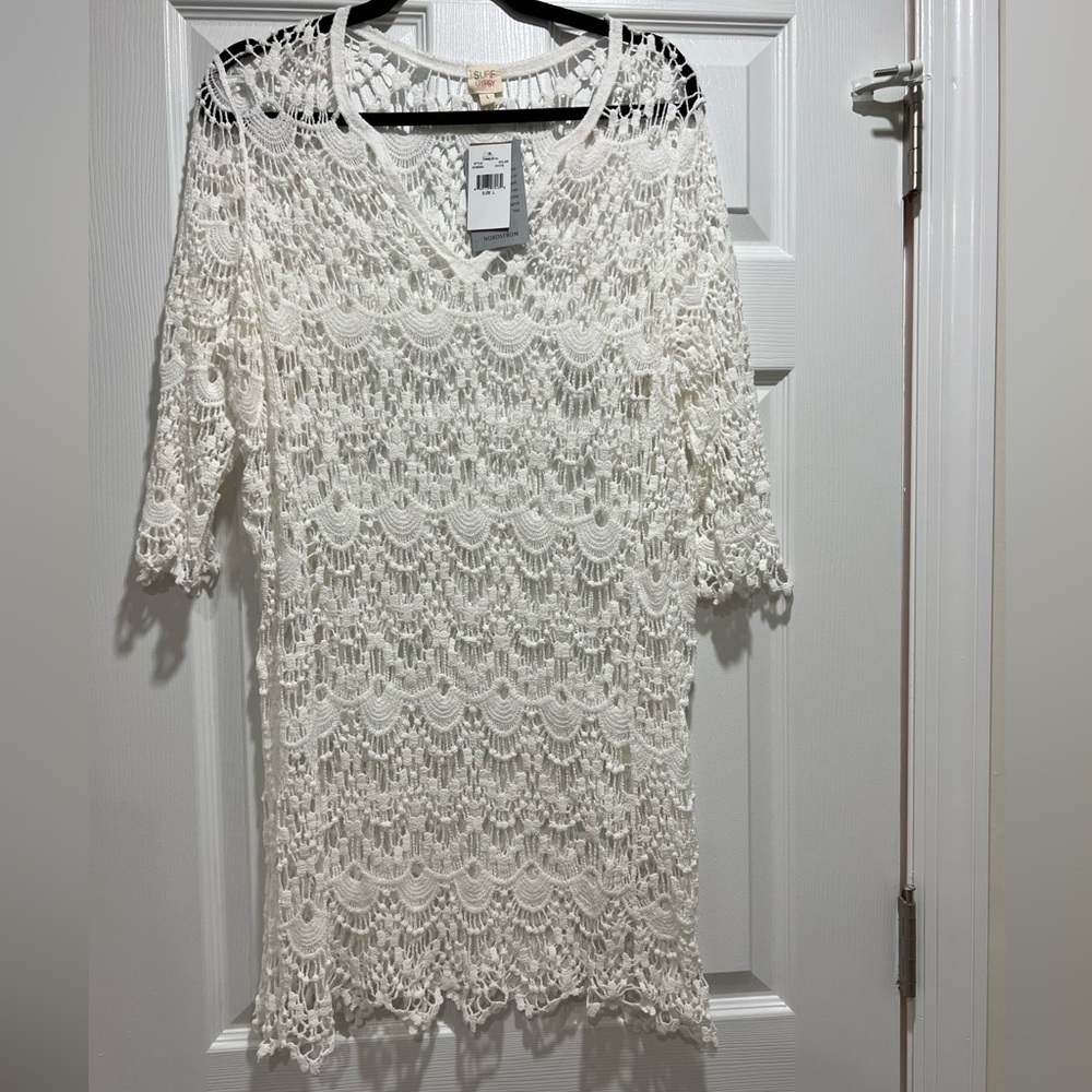 NWT WHITE CROCHET COVER UP DRESS